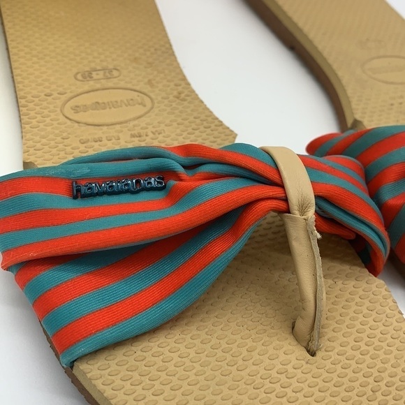 Havaianis blue red striped flip flop sandals 37/38. FFT0518C - Picture 2 of 6